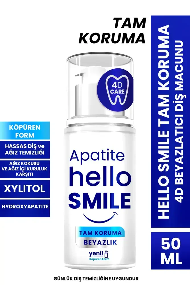 Apatite Hello Smile Tam Koruma 4D Beyazlatıcı Diş Macunu 50 ML - Apatite Hello Smile