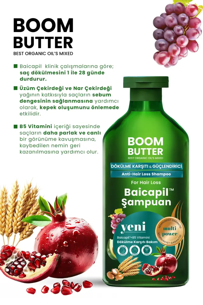 BOOM BUTTER %2 Baicapil Dökülme Önleyici ve Onarım Şampuanı 400ML - 4