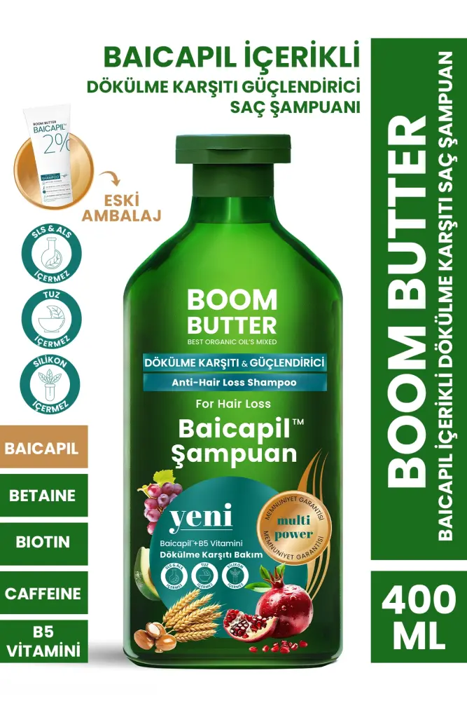 BOOM BUTTER %2 Baicapil Dökülme Önleyici ve Onarım Şampuanı 400ML - 1