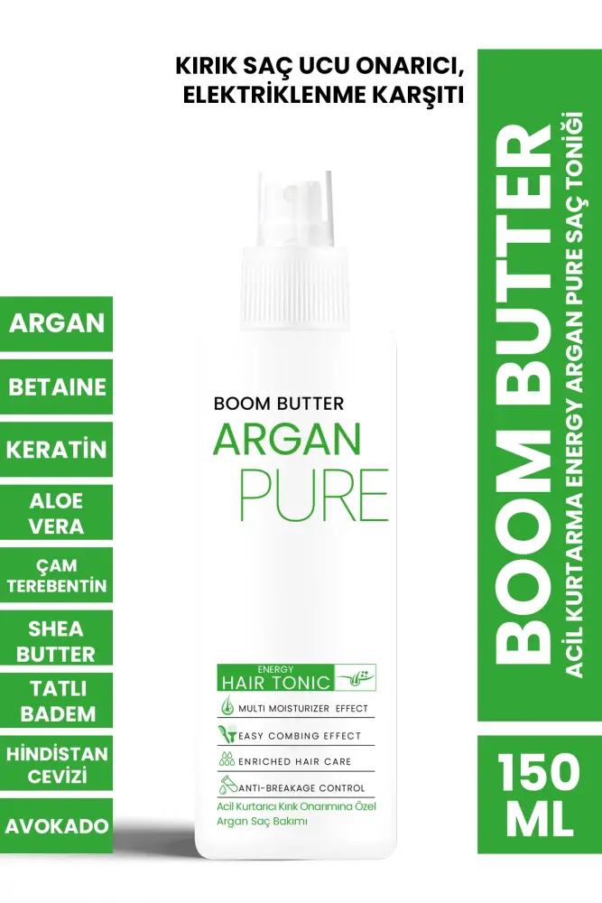 BOOM BUTTER Acil Kurtarma Energy Argan Pure Saç Toniği 150ML - 1