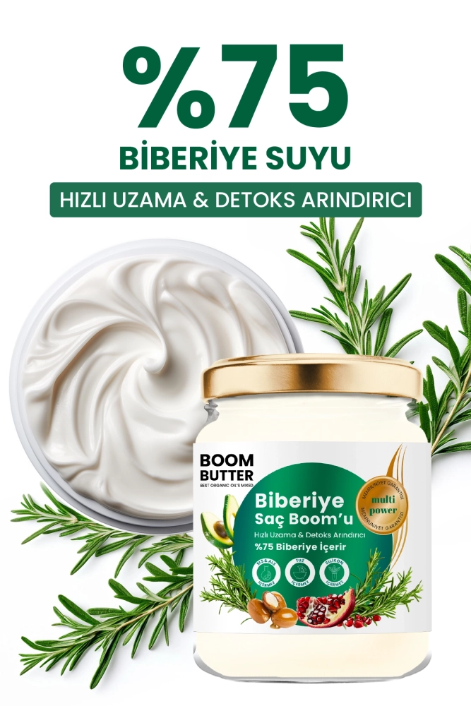 BOOM BUTTER Hızlı Uzama ve Detoks Arındırıcı %75 Biberiye Saç Bakım Boom'u 190 ML - 2