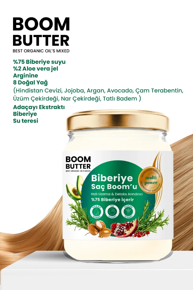 BOOM BUTTER Hızlı Uzama ve Detoks Arındırıcı %75 Biberiye Saç Bakım Boom'u 190 ML - 3