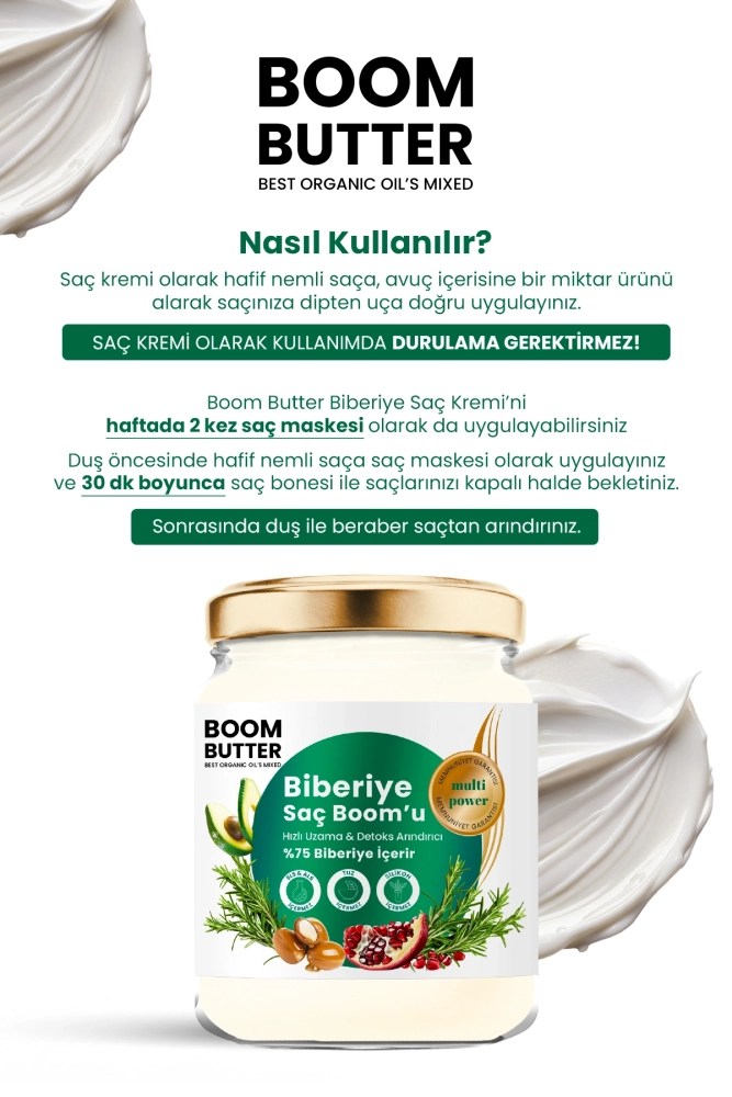 BOOM BUTTER Hızlı Uzama ve Detoks Arındırıcı %75 Biberiye Saç Bakım Boom'u 190 ML - 5