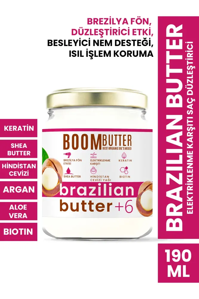 BOOM BUTTER Brazilian Butter Keratin Onarıcı Saç Düzleştirici 190 ML - 1