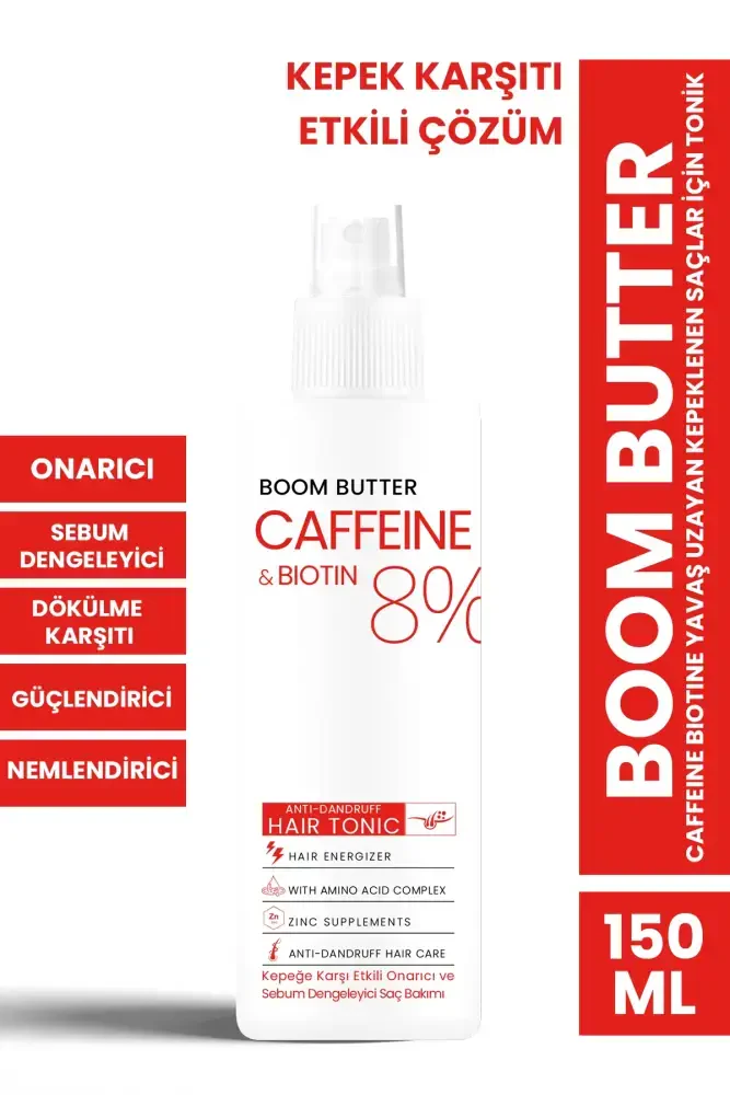BOOM BUTTER Caffeine Biotine Tonic for Slow Growing and Dandruff Hair 150 ML - BOOM BUTTER