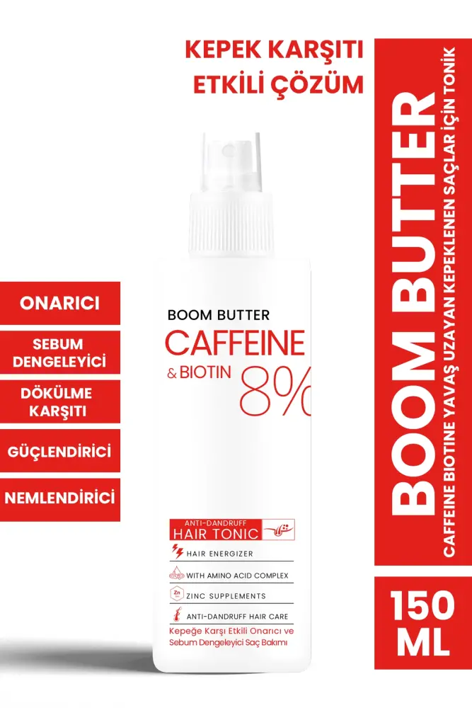 BOOM BUTTER Caffeine Biotine Yavaş Uzayan Kepeklenen Saçlar için Tonik 150 ML - 1