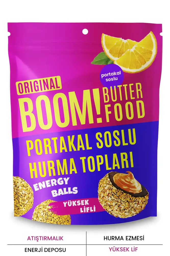 BOOM BUTTER FOOD Portakal Soslu Portakal Parçalı Hurma Topu 100 GR - Thumbnail