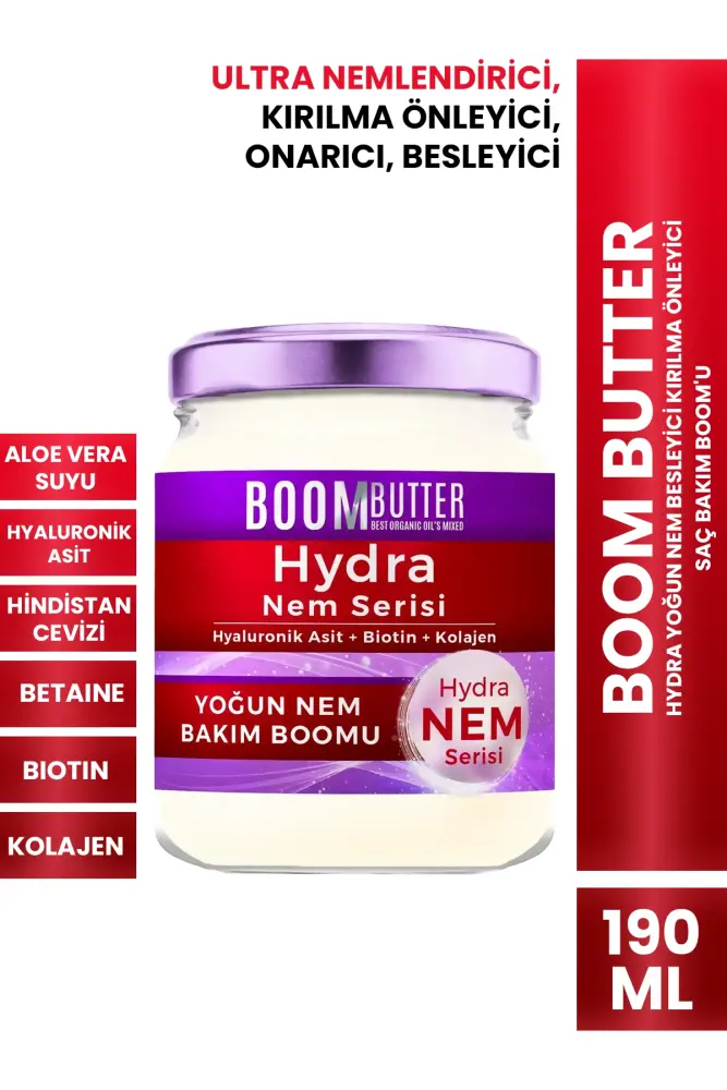 BOOM BUTTER Hydra Yoğun Nem Besleyici Kırılma Önleyici Saç Bakım Boom'u 190 ML - 1