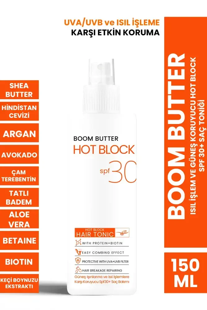 BOOM BUTTER Isıl İşlem ve Güneş Koruyucu Hot Block SPF 30+ Saç Toniği 150ML - BOOM BUTTER