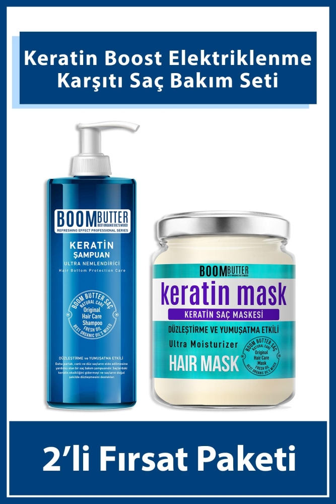 BOOM BUTTER Keratin Boost Elektriklenme Karşıtı Saç Bakım Seti - 1