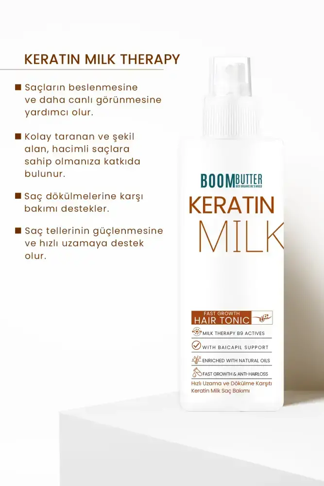 BOOM BUTTER Keratin Milk (Sütü) HIZLI UZAMA DÖKÜLME KARŞITI Saç Spreyi 150ML - 2