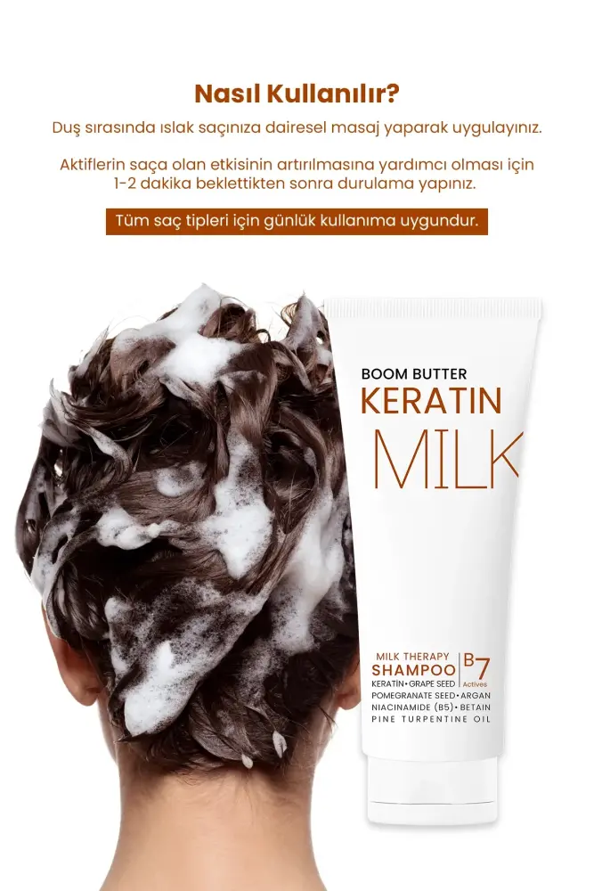BOOM BUTTER Multifonksiyonel (7 Aktif) Keratin Milk Şampuan 250 ML - 5