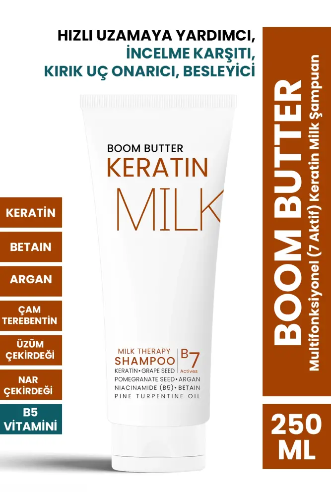 BOOM BUTTER Multifonksiyonel (7 Aktif) Keratin Milk Şampuan 250 ML - 1
