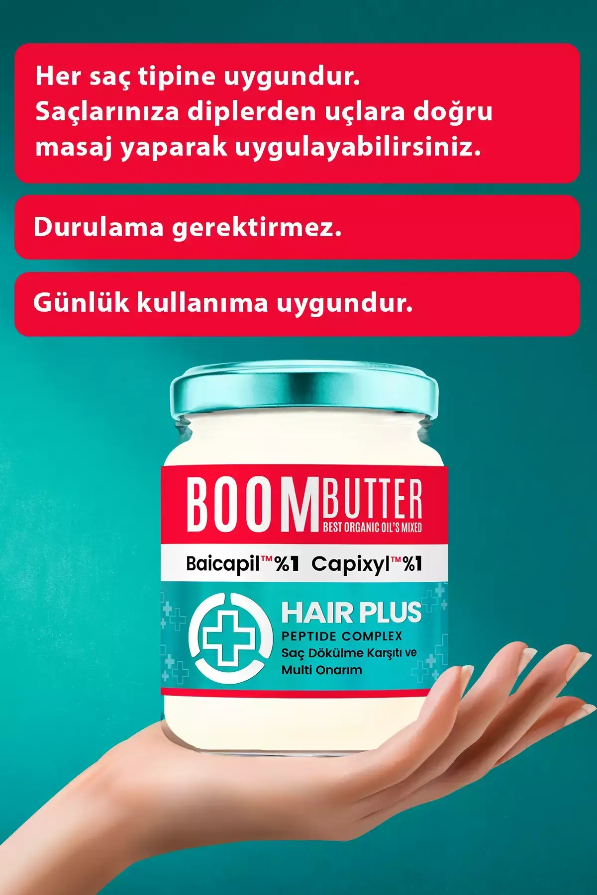 BOOM BUTTER Plus Dökülme Karşıtı %1 Baicapil + %1 Capixyl Besleyici Saç Bakım Yağı 190 ML - 5