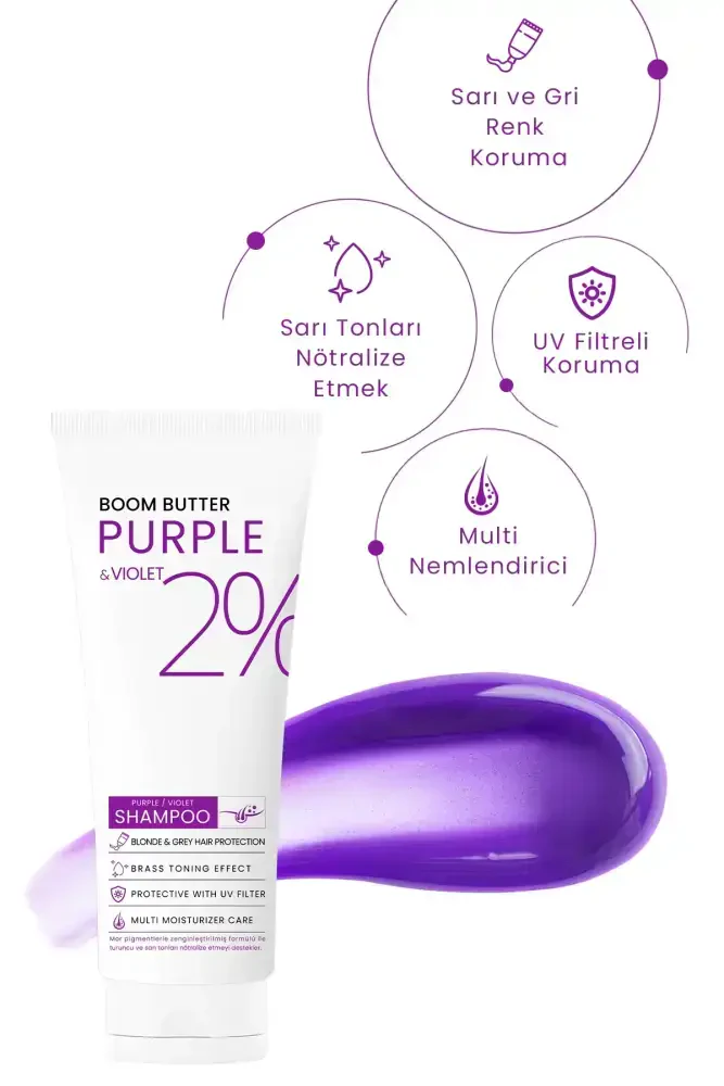 BOOM BUTTER Renk ve Saç Yapısı Koruyucu Purple Mor Şampuan 250 ML - 6