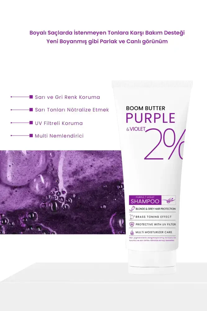 BOOM BUTTER Renk ve Saç Yapısı Koruyucu Purple Mor Şampuan 250 ML - 5