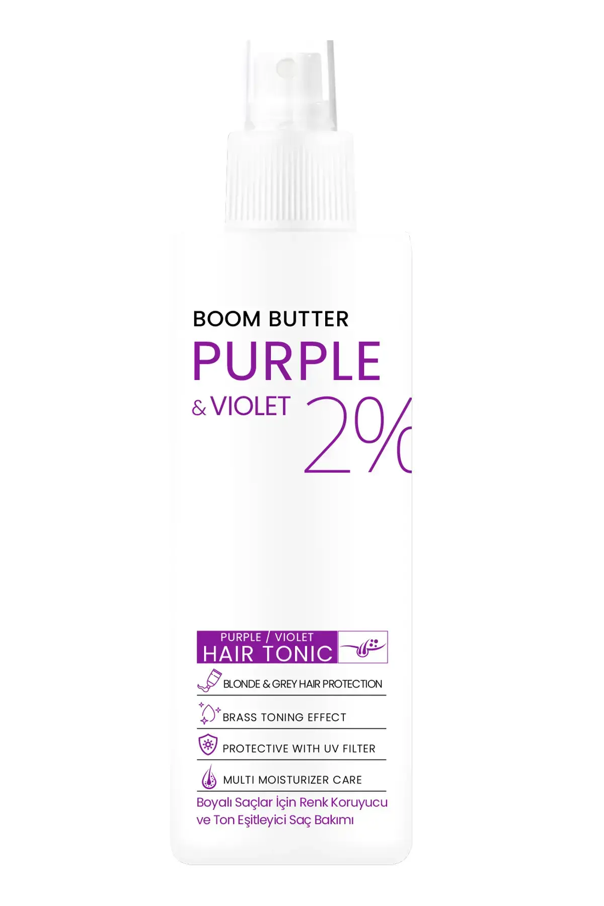 BOOM BUTTER Renk ve Saç Yapısını Koruyucu Purple Mor Saç Toniği 150ML - 7