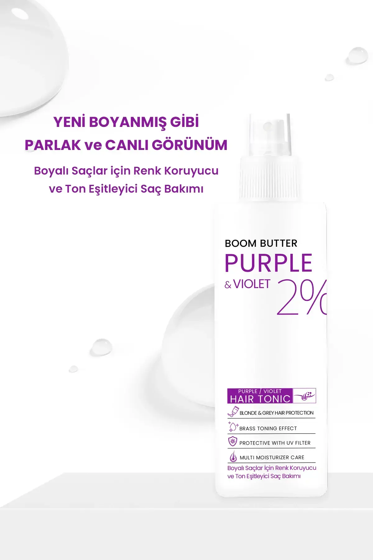 BOOM BUTTER Renk ve Saç Yapısını Koruyucu Purple Mor Saç Toniği 150ML - 5