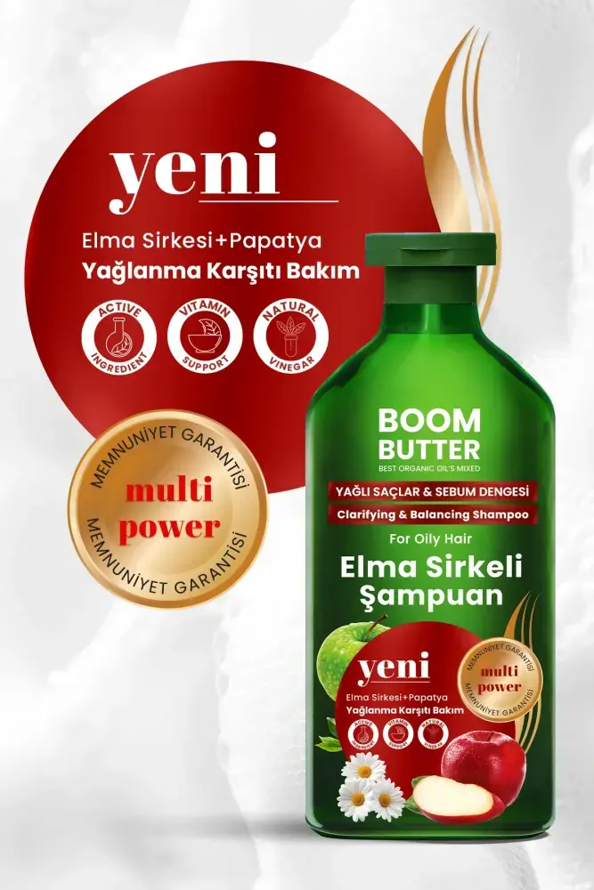 BOOM BUTTER Yağlanma Karşıtı Elma Sirkeli Şampuan 400 ML - 2