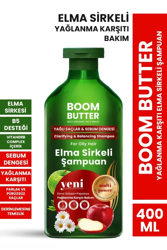 BOOM BUTTER Yağlanma Karşıtı Elma Sirkeli Şampuan 400 ML - BOOM BUTTER