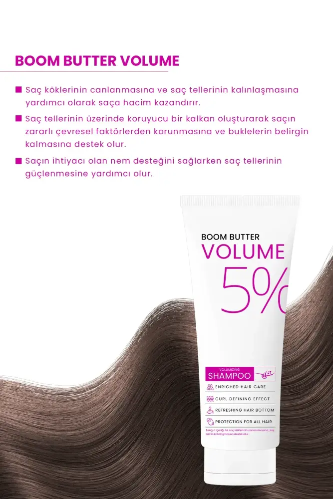 BOOM BUTTER Zayıf İnce Telli Saçlar için Volume Şampuan 250 ML - 2