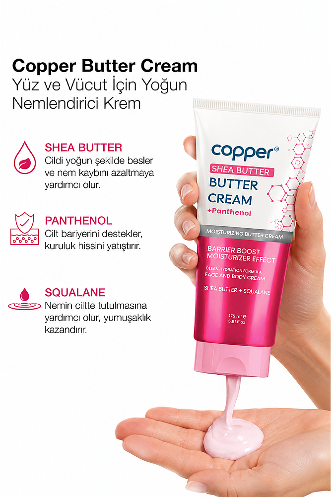 COPPER Butter Cream Tüy Azaltıcı ve Pürüzsüzlük Efekti Veren Günlük Nemlendirici 175 ML - 3
