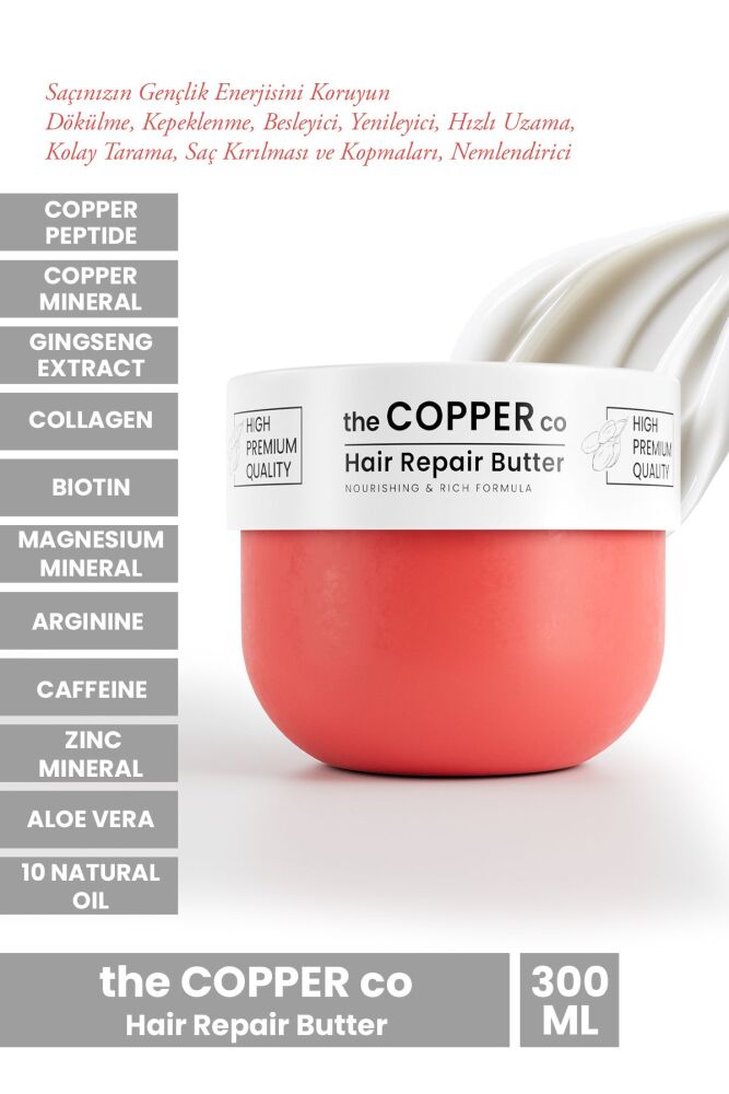 Hair Repair Butter Copper Peptit&minerali Içeren Arginine Zenginleştirilmiş Onarıcı Saç Kremi 300ml - THE COPPER CO