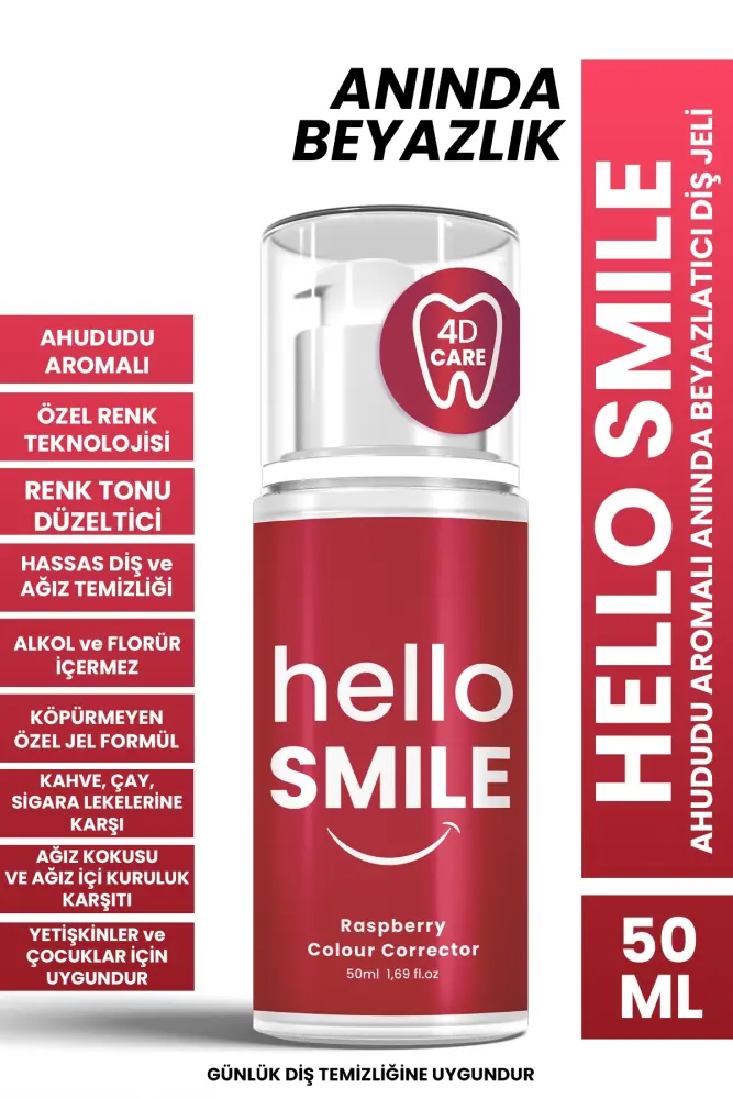 HELLO SMILE Ahududu Aromalı Anında Beyazlatıcı Diş Jeli - 1