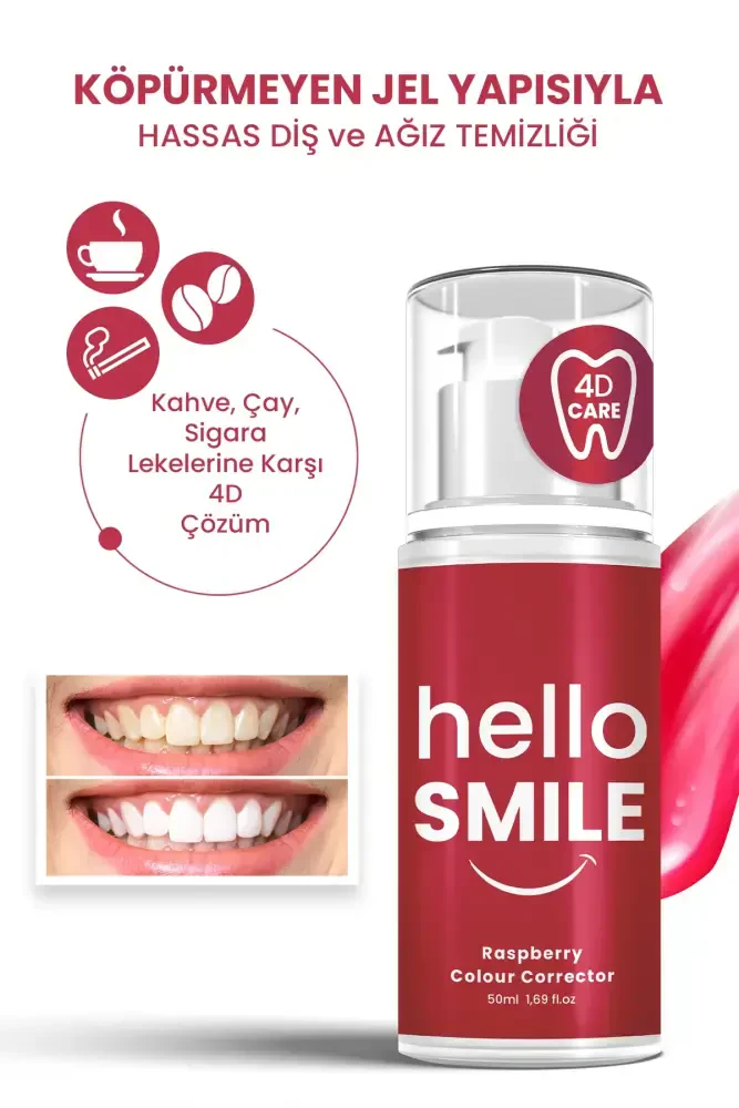 HELLO SMILE Ahududu Aromalı 4D Beyazlatıcı Diş Jeli - 7