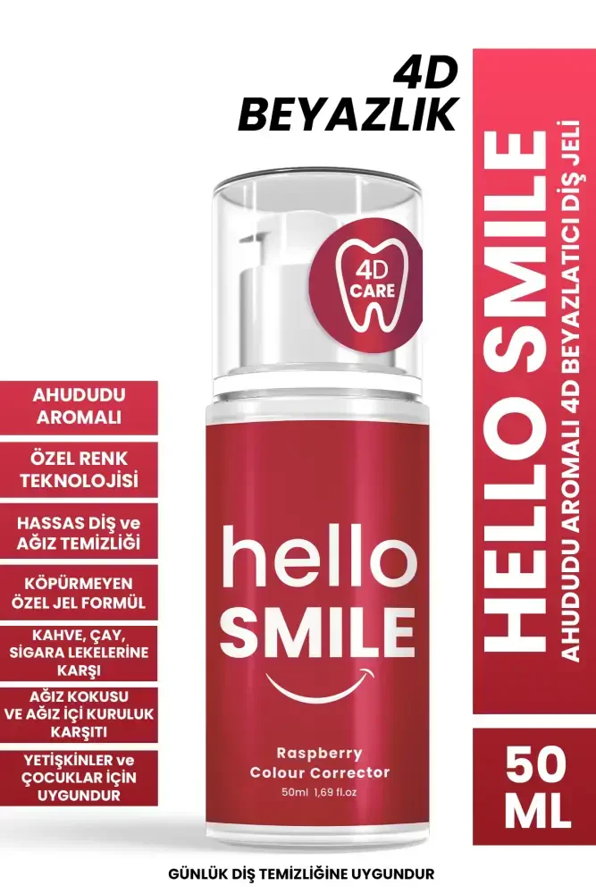 HELLO SMILE Ahududu Aromalı 4D Beyazlatıcı Diş Jeli 