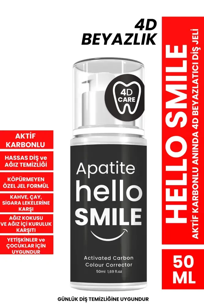 Apatite Hello Smile Aktif Karbonlu 4D Beyazlatıcı Diş Jeli 
