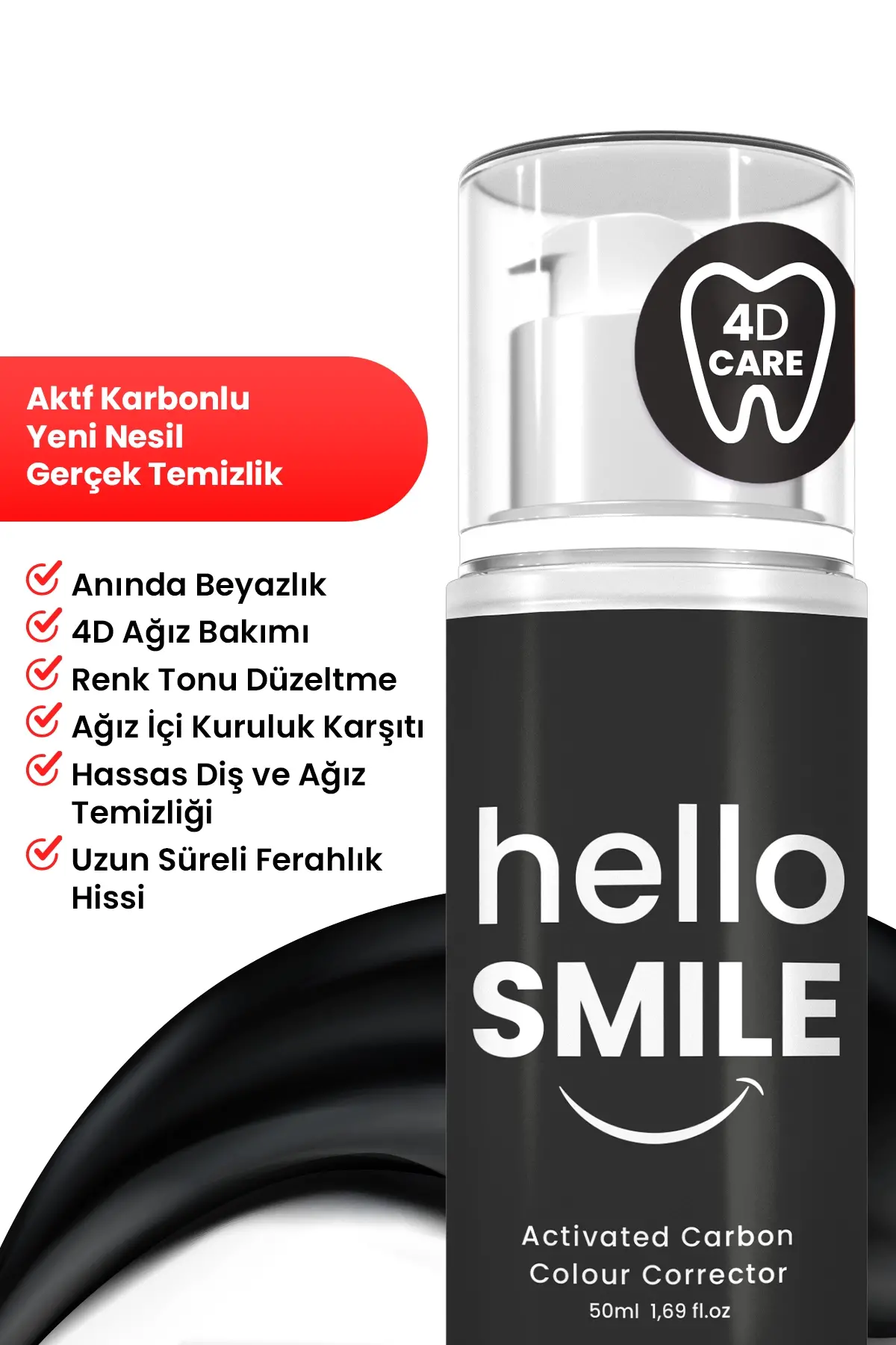 HELLO SMILE Aktif Karbonlu Anında Beyazlatıcı Diş Jeli - 2