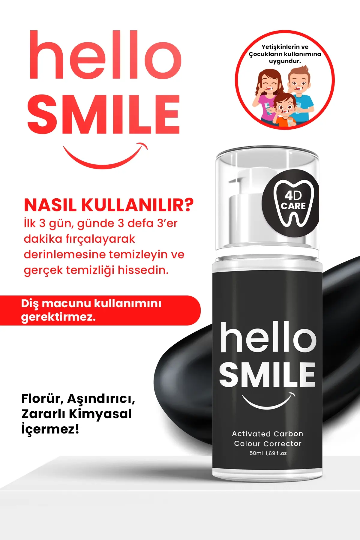 HELLO SMILE Aktif Karbonlu Anında Beyazlatıcı Diş Jeli - 7