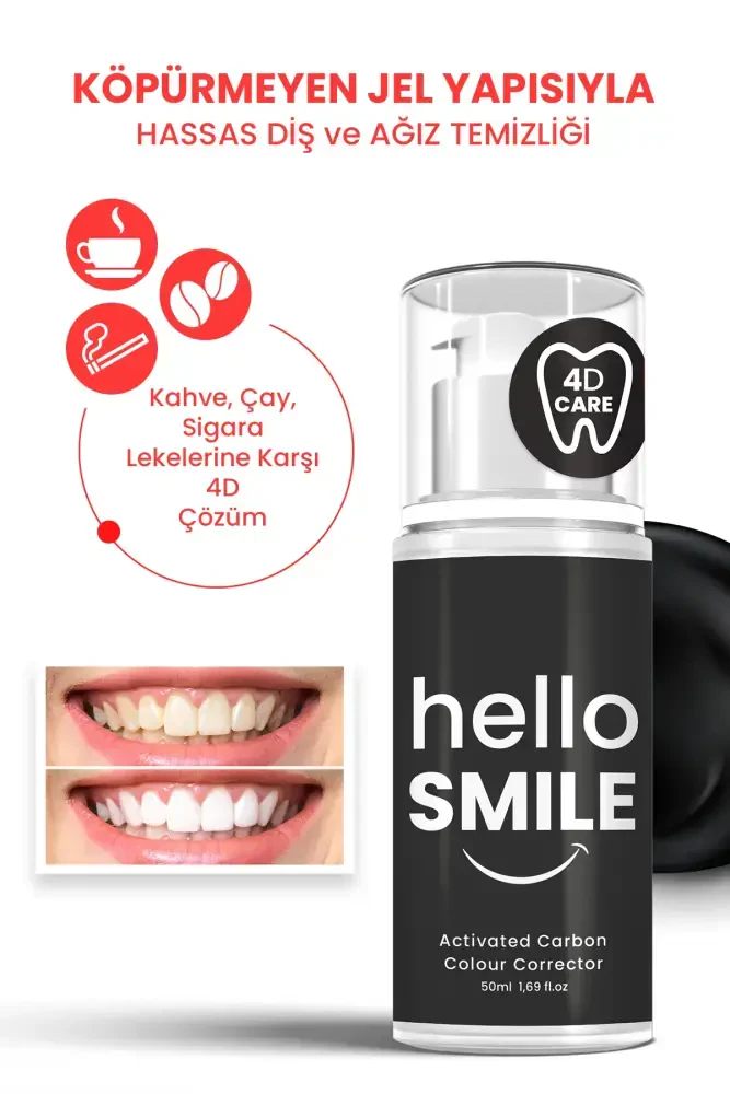 HELLO SMILE Aktif Karbonlu 4D Beyazlatıcı Diş Jeli - 7