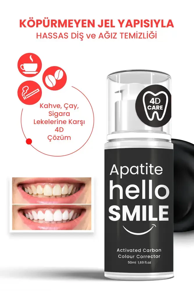 HELLO SMILE Aktif Karbonlu 4D Beyazlatıcı Diş Jeli - 2