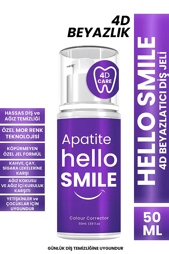 Apatite Hello Smile 4D Beyazlatıcı Diş Macunu 50 ML - Apatite Hello Smile