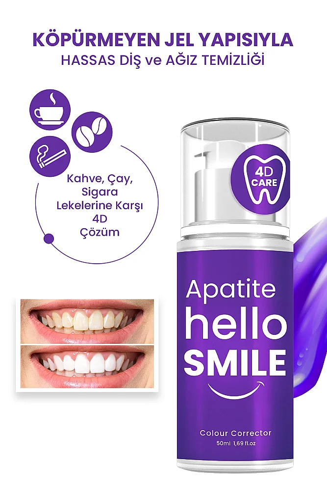 Apatite Hello Smile 4D Beyazlatıcı Diş Macunu 50 ML - Apatite Hello Smile (1)