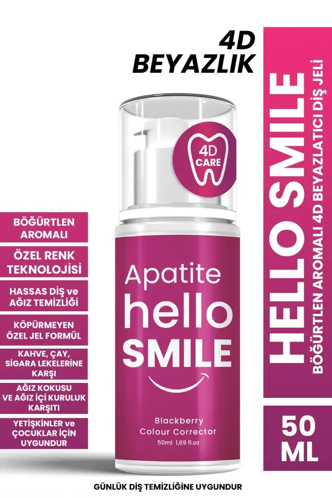 Apatite Hello Smile Böğürtlen Aromalı 4D Beyazlatıcı Diş Jeli 