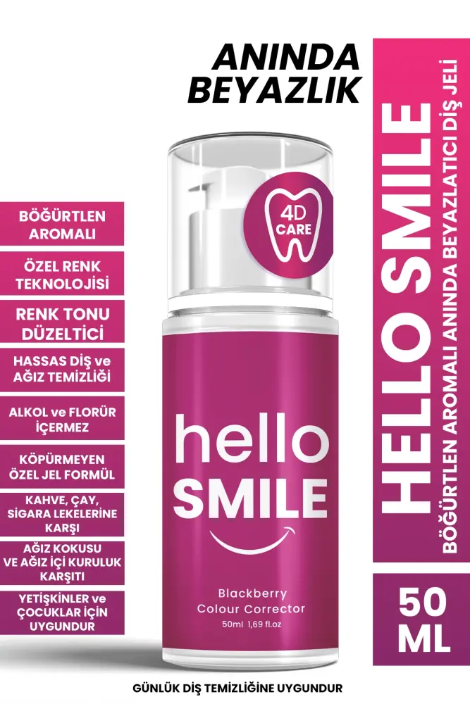 HELLO SMILE Böğürtlen Aromalı Anında Beyazlatıcı Diş Jeli 