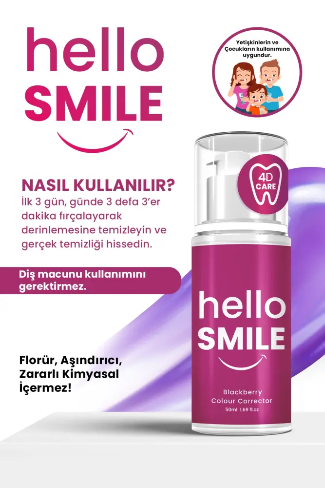 HELLO SMILE Böğürtlen Aromalı Anında Beyazlatıcı Diş Jeli - 7