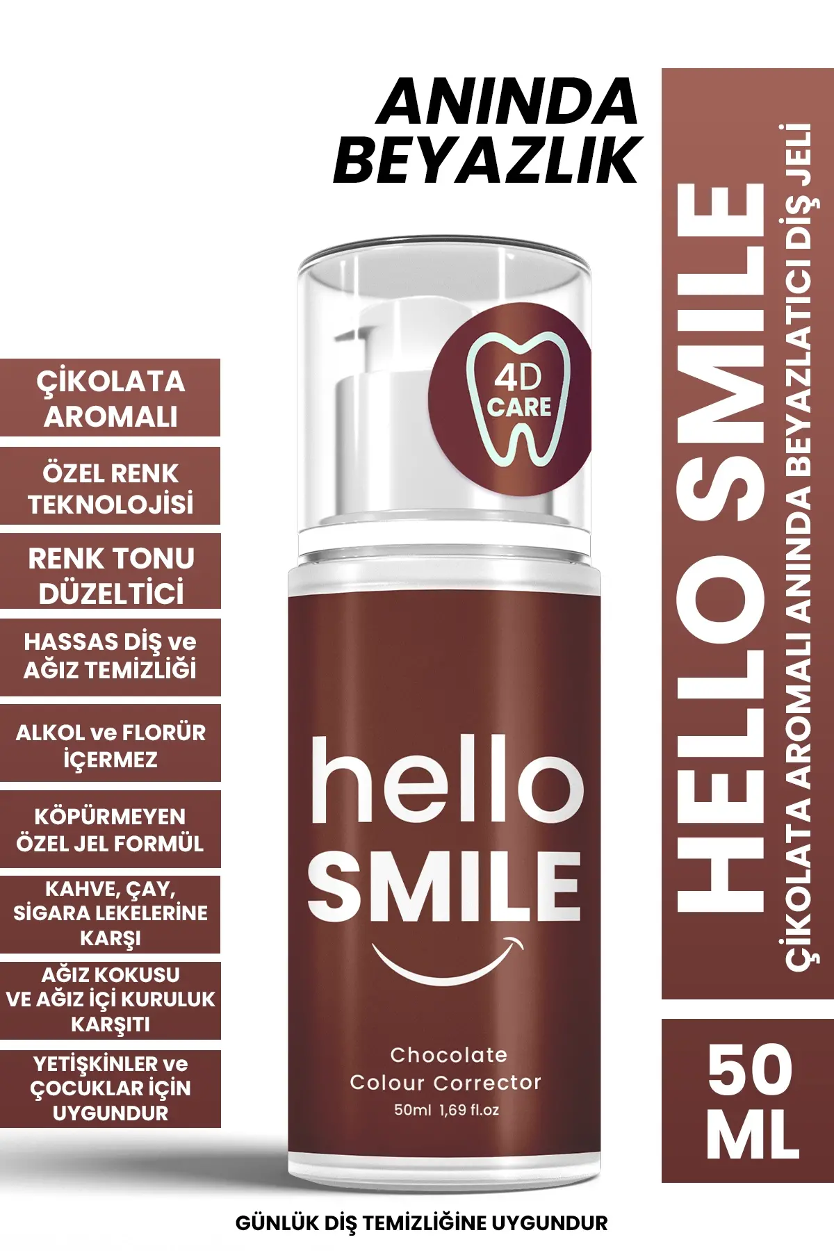 HELLO SMILE Çikolata Aromalı Anında Beyazlatıcı Diş Jeli - 1