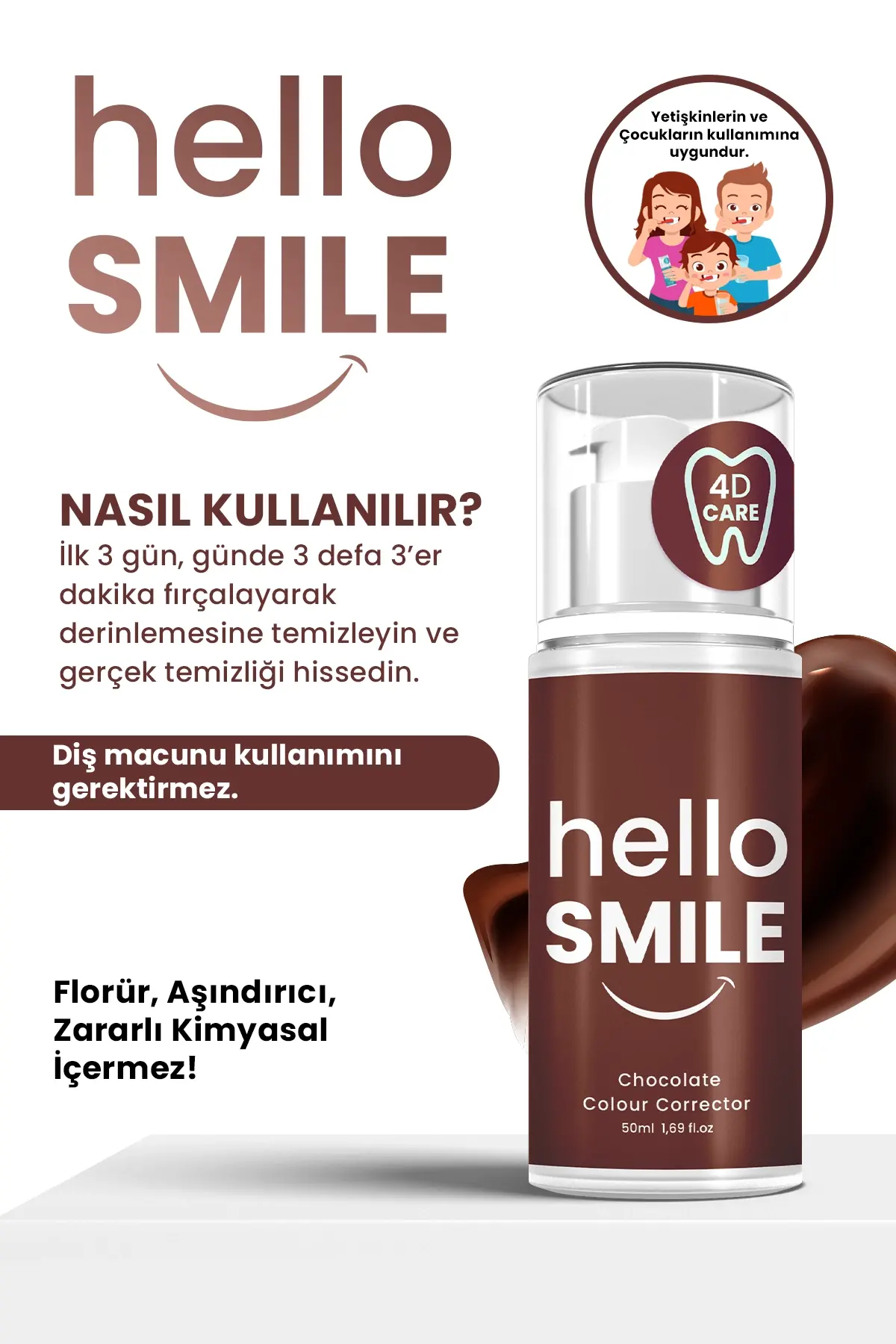 HELLO SMILE Çikolata Aromalı Anında Beyazlatıcı Diş Jeli - 7