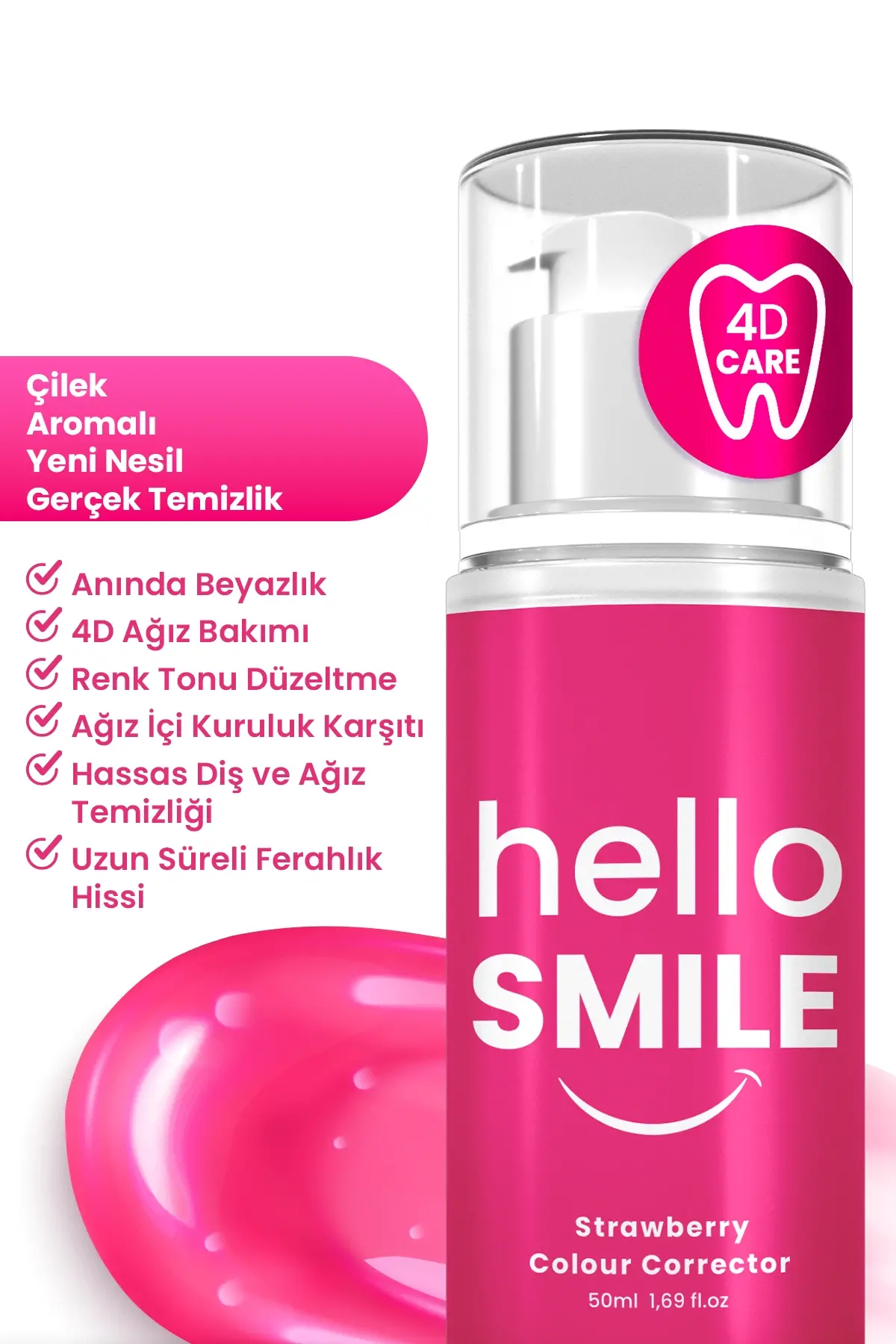 HELLO SMILE Çilek Aromalı Anında Beyazlatıcı Diş Jeli - 2