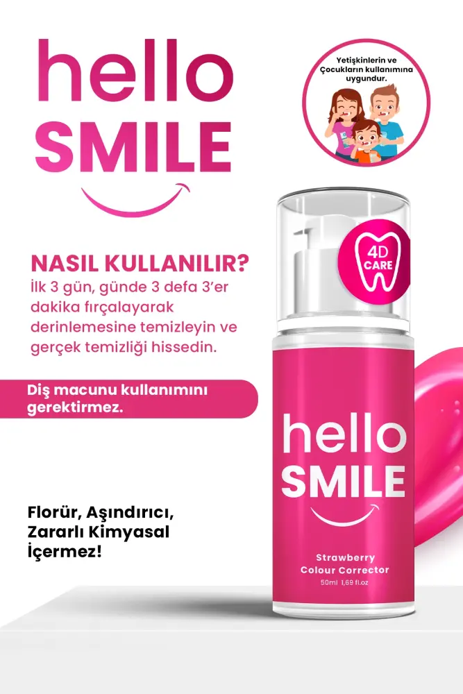 HELLO SMILE Çilek Aromalı Anında Beyazlatıcı Diş Jeli - 7