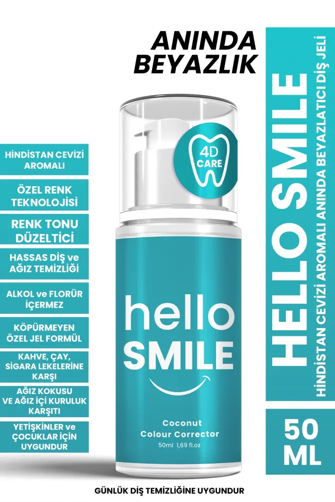 HELLO SMILE Hindistan Cevizi Aromalı Anında Beyazlatıcı Diş Jeli 