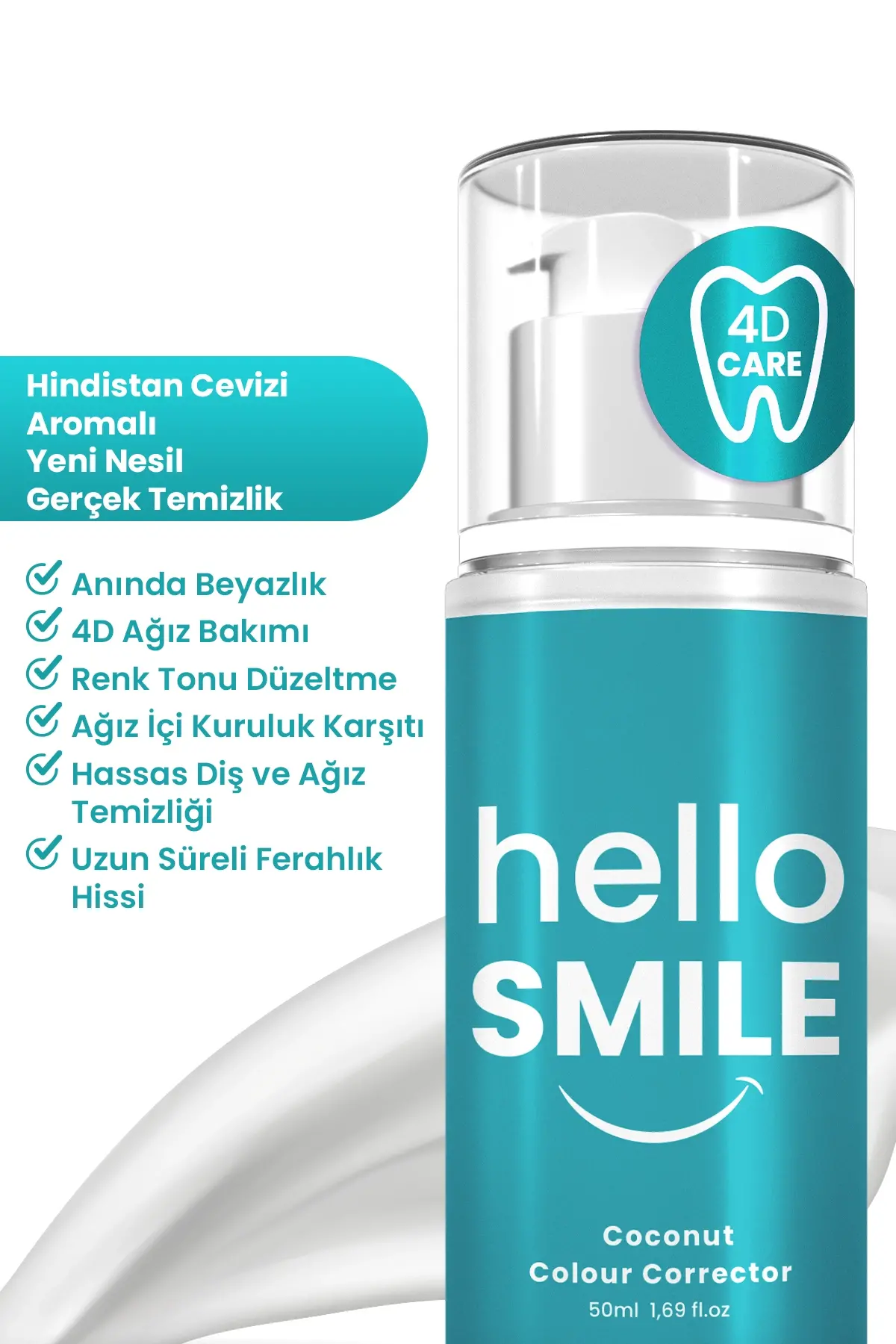 HELLO SMILE Hindistan Cevizi Aromalı Anında Beyazlatıcı Diş Jeli - 2