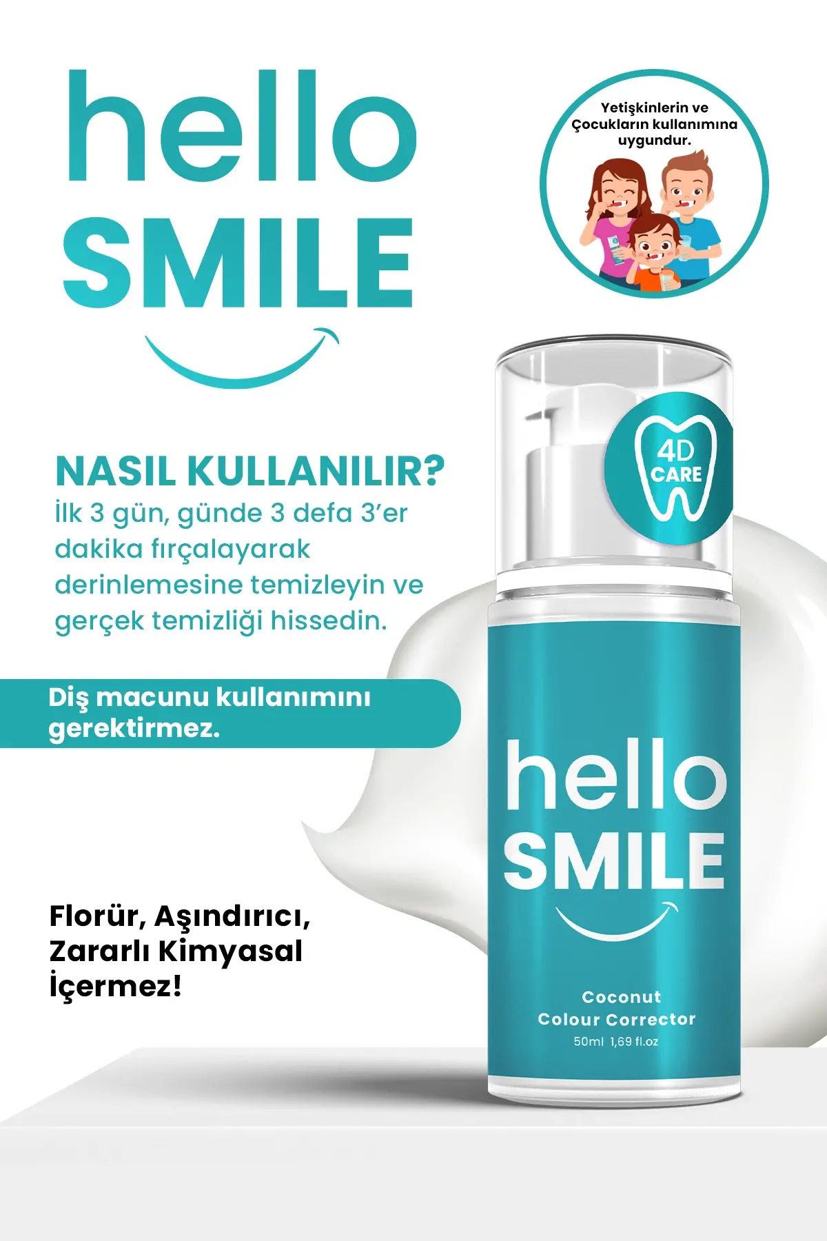 HELLO SMILE Hindistan Cevizi Aromalı Anında Beyazlatıcı Diş Jeli - 7