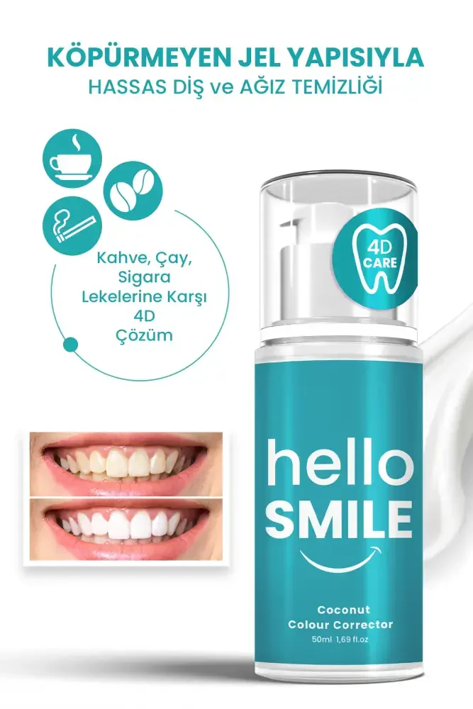 HELLO SMILE Hindistan Cevizi Aromalı 4D Beyazlatıcı Diş Jeli - 7