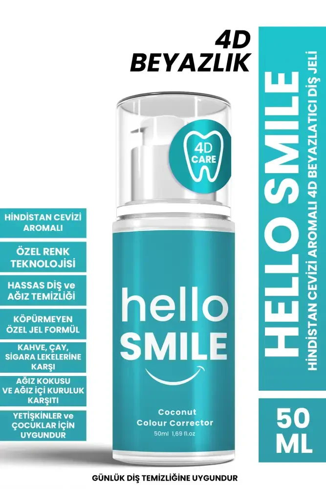 HELLO SMILE Hindistan Cevizi Aromalı 4D Beyazlatıcı Diş Jeli 