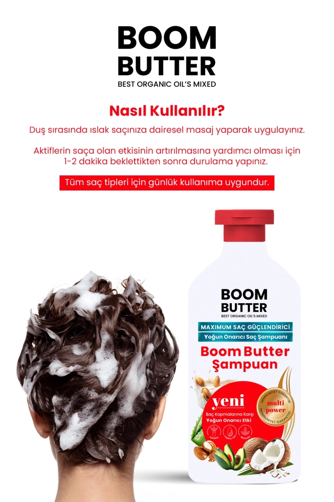 BOOM BUTTER 7 Yağ içeren Maksimum Güçlendirici Saç Şampuanı 400 ML - 6